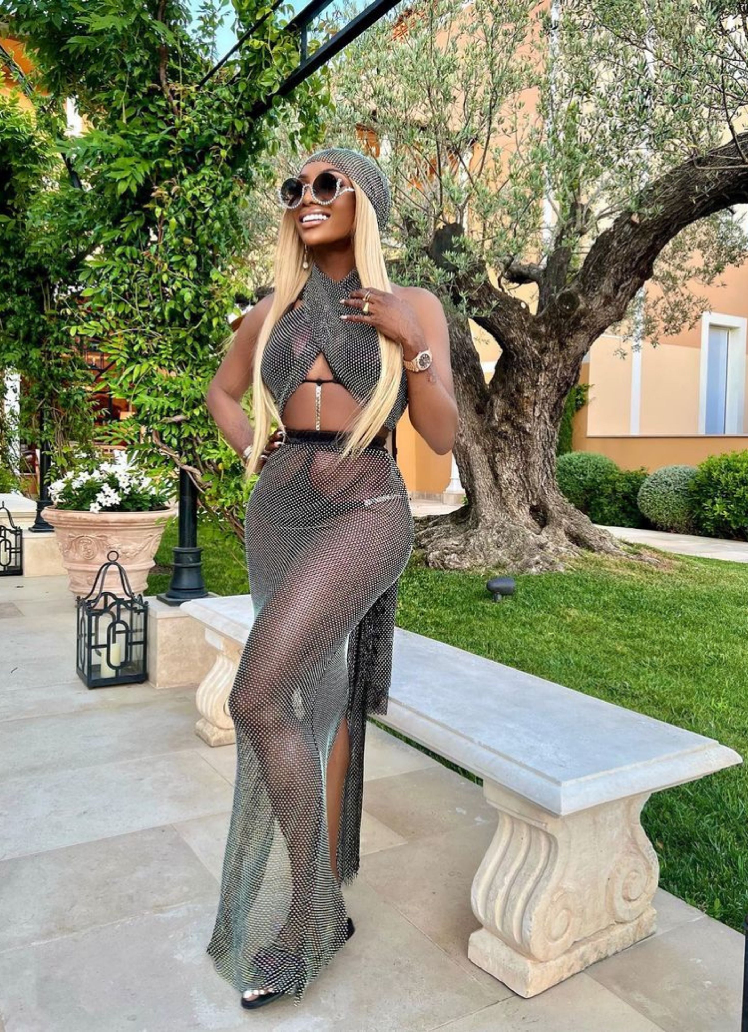 BLACK FLAME SKIRT WITH SCARF TIE TOP