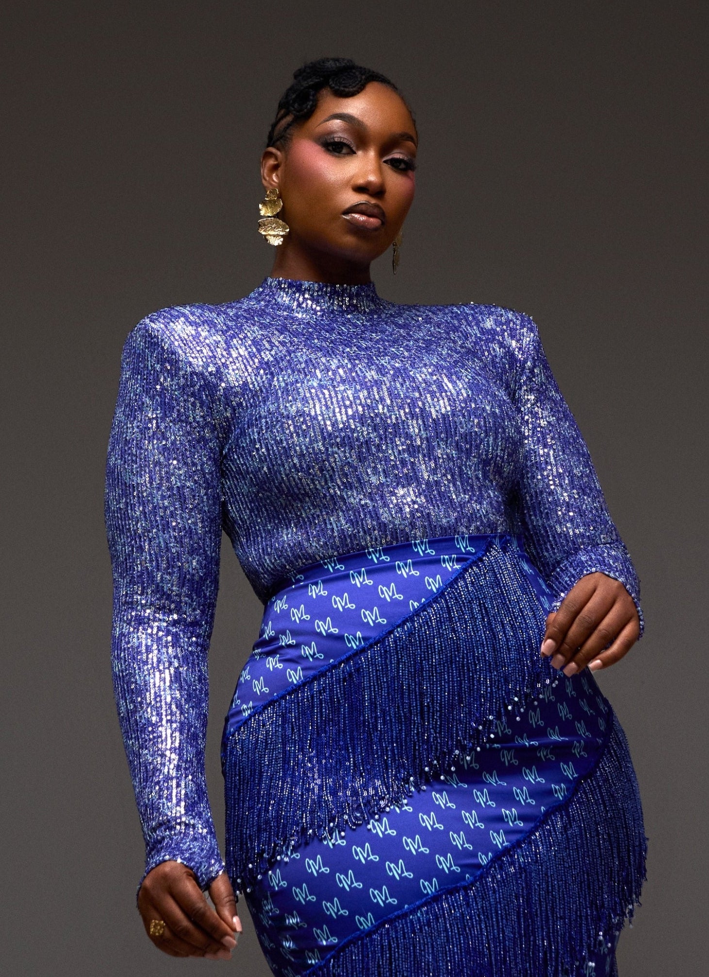 SEQUINS M BODYSUIT - BLUE