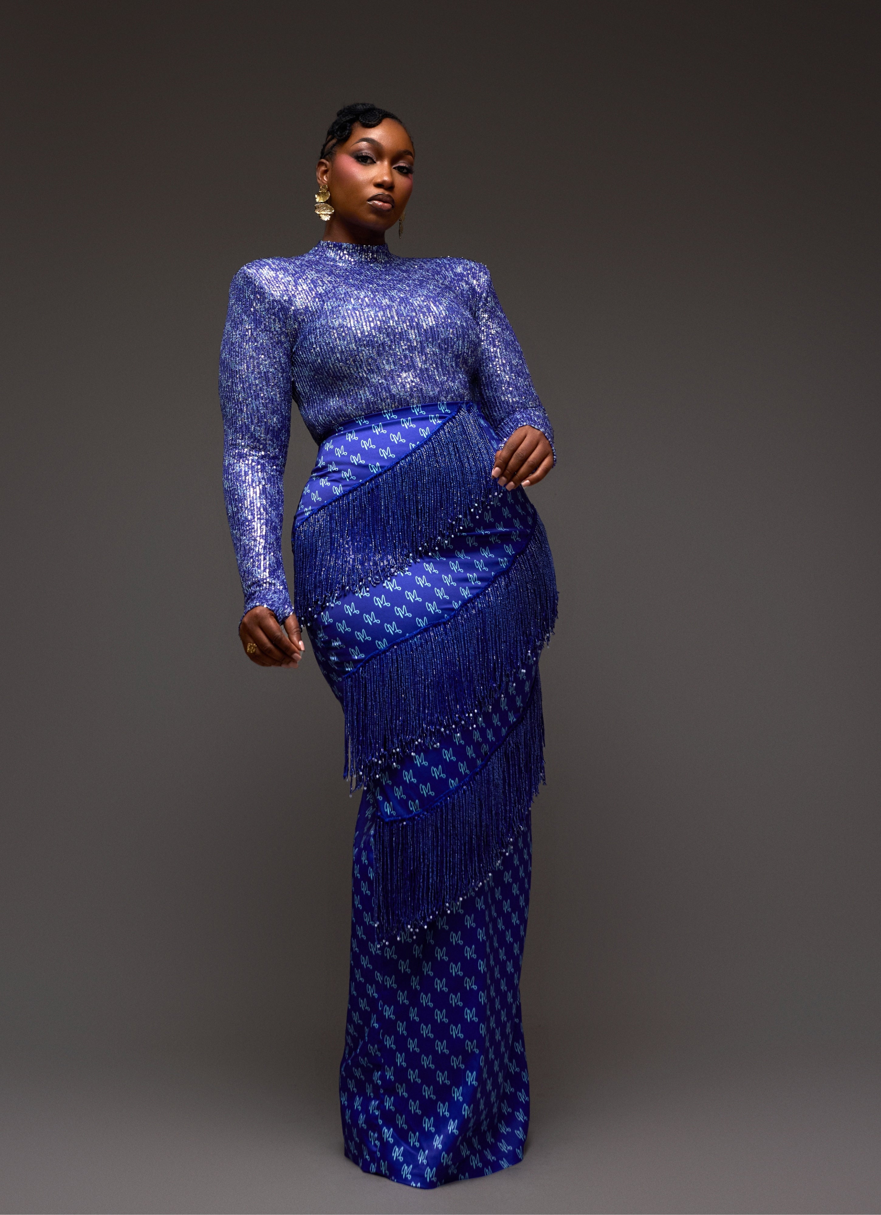 SEQUINS M BODYSUIT - BLUE