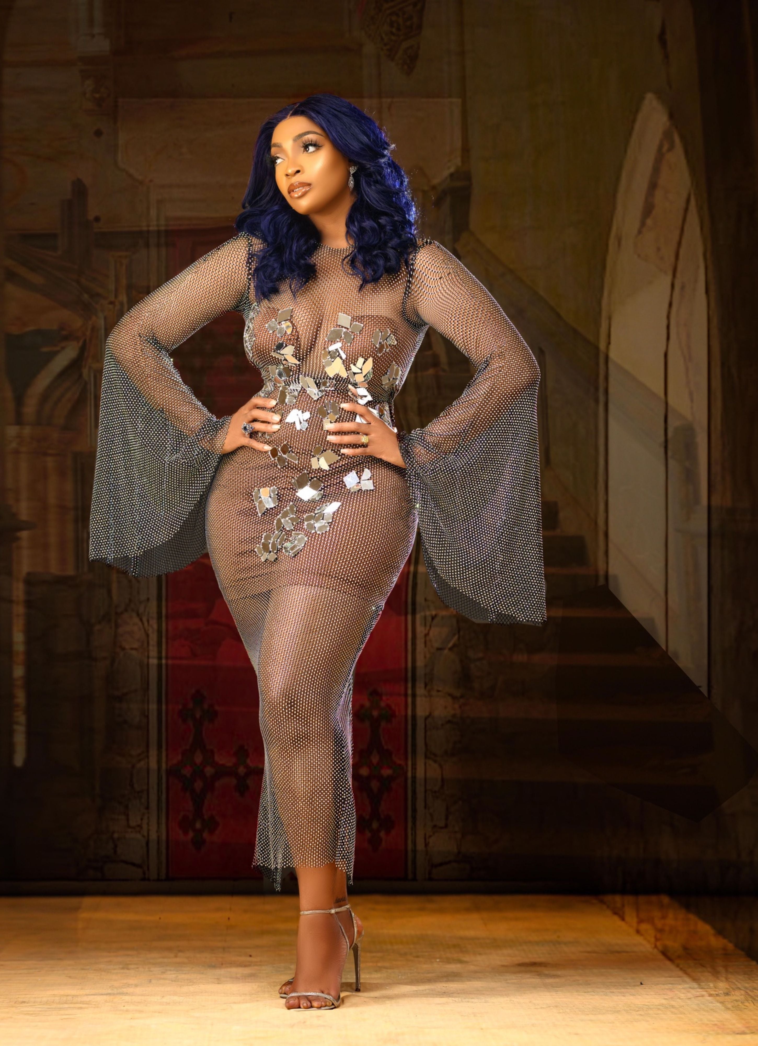 BLACK FLAME DRESS WITH MIRRORS