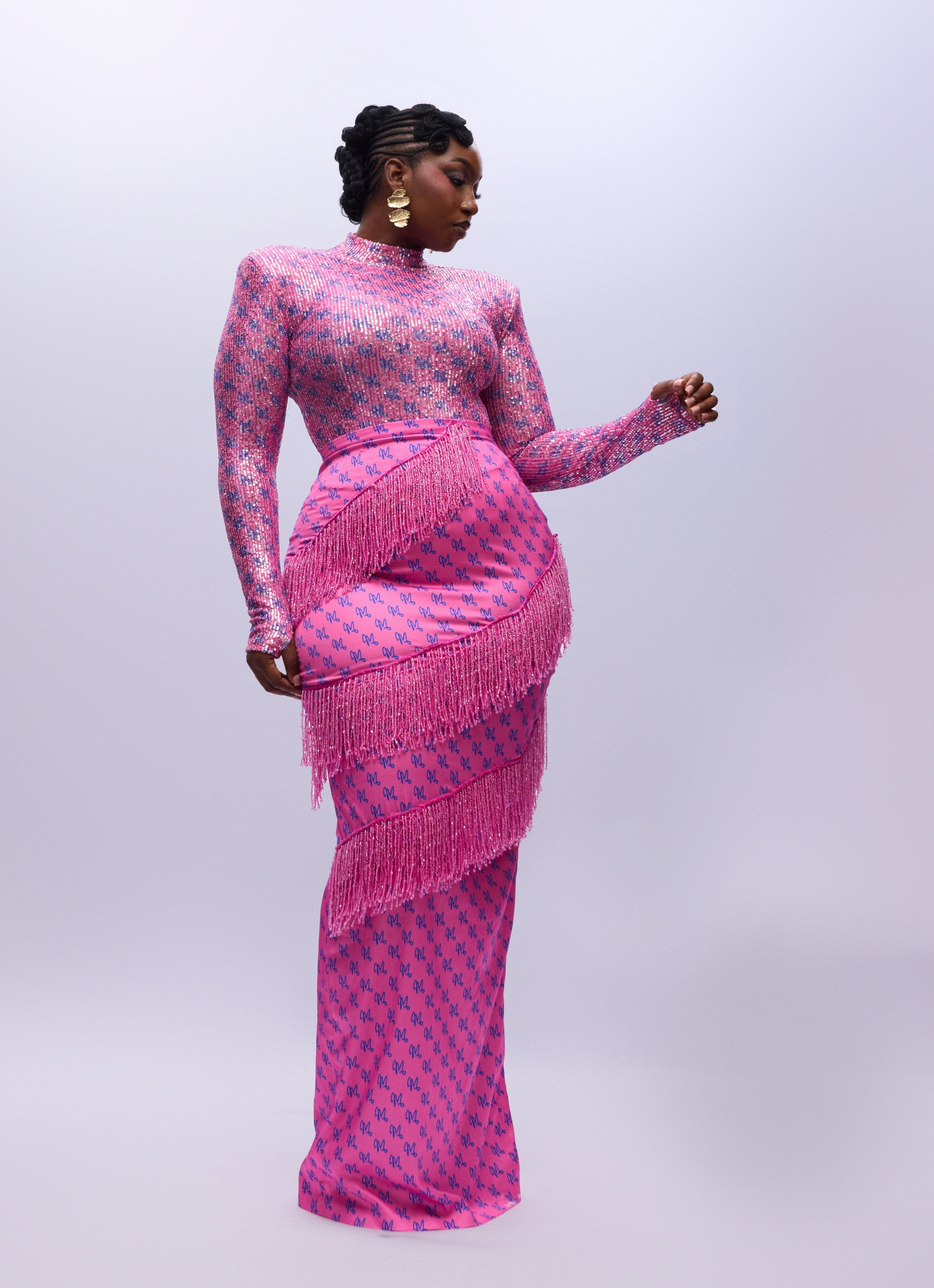 LUXE PRINT SEQUINS SET - PINK