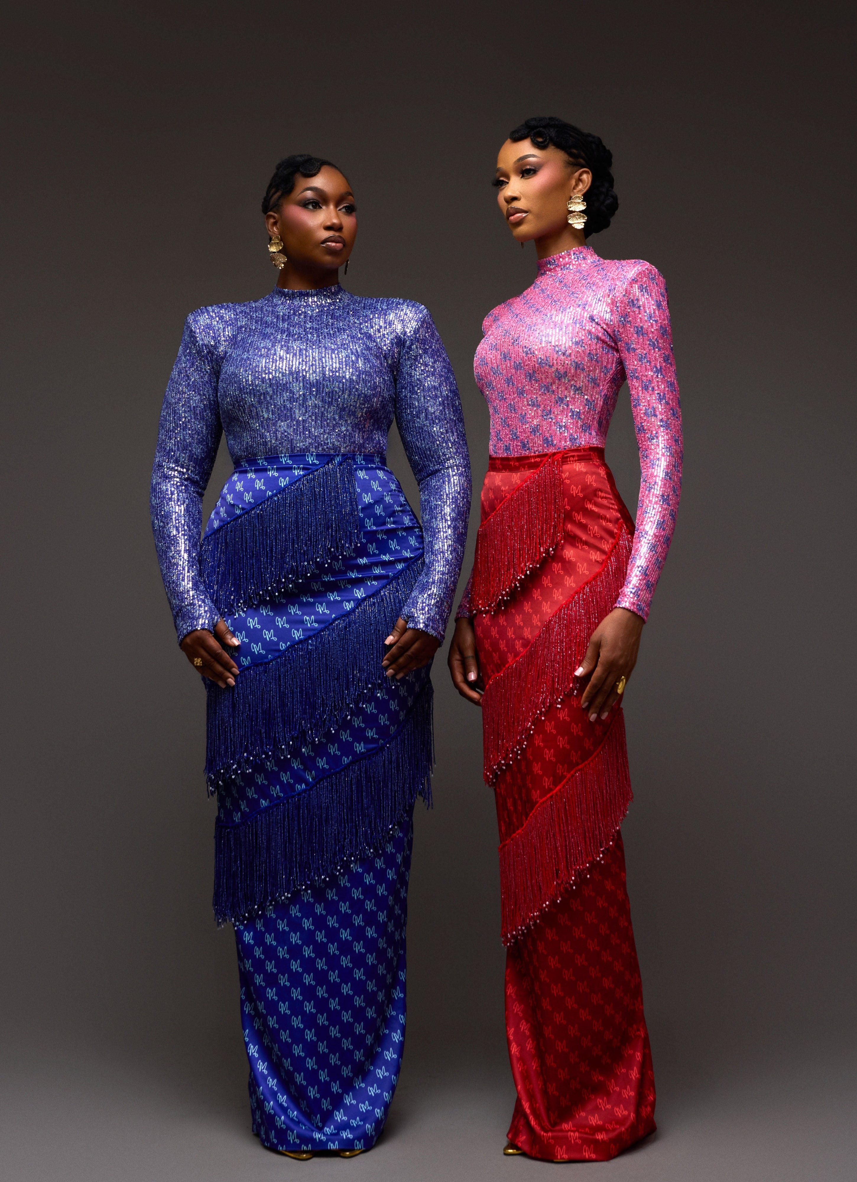 LUXE PRINT SEQUINS SET - BLUE