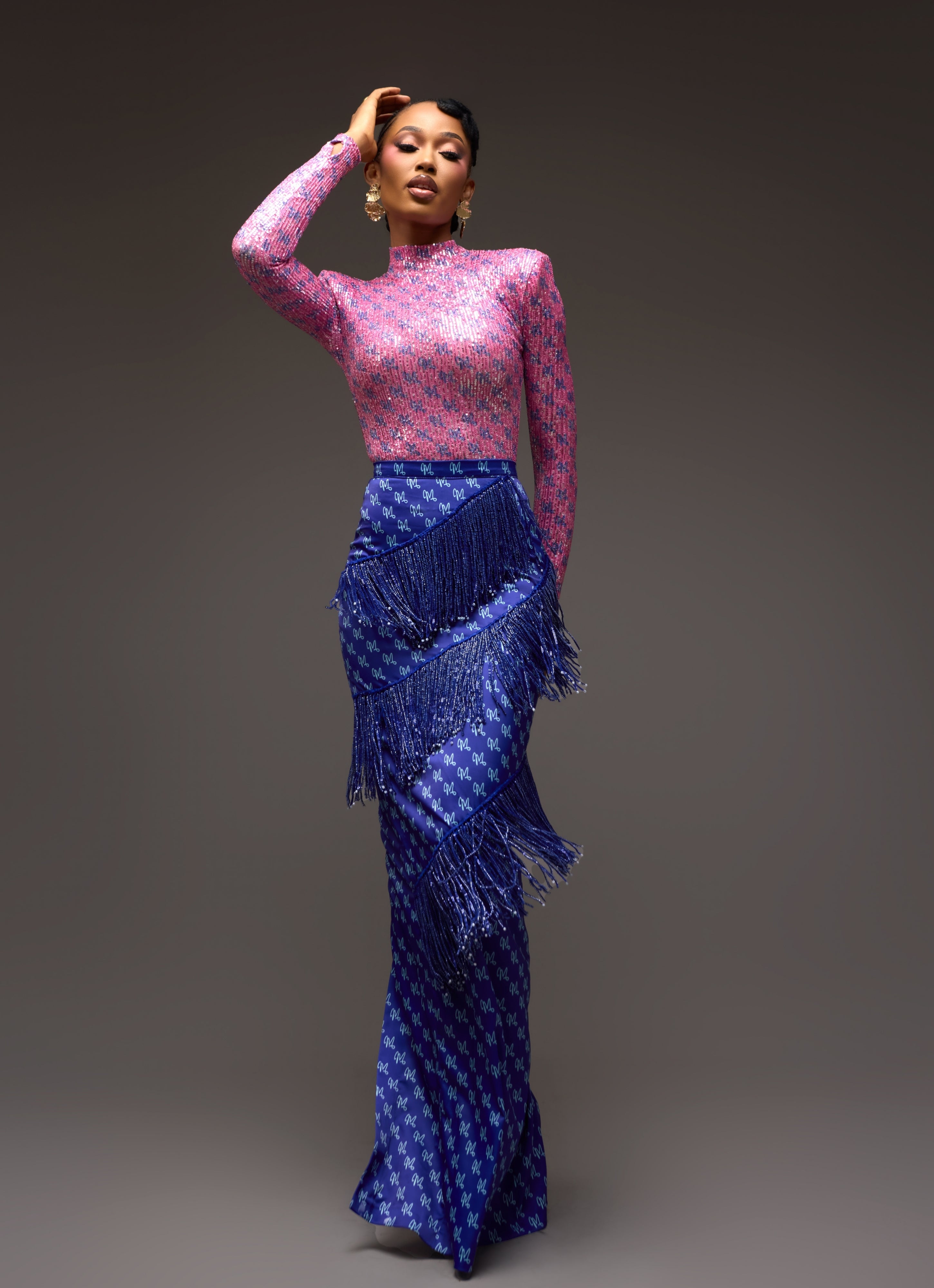 SEQUINS M BODYSUIT - BLUE