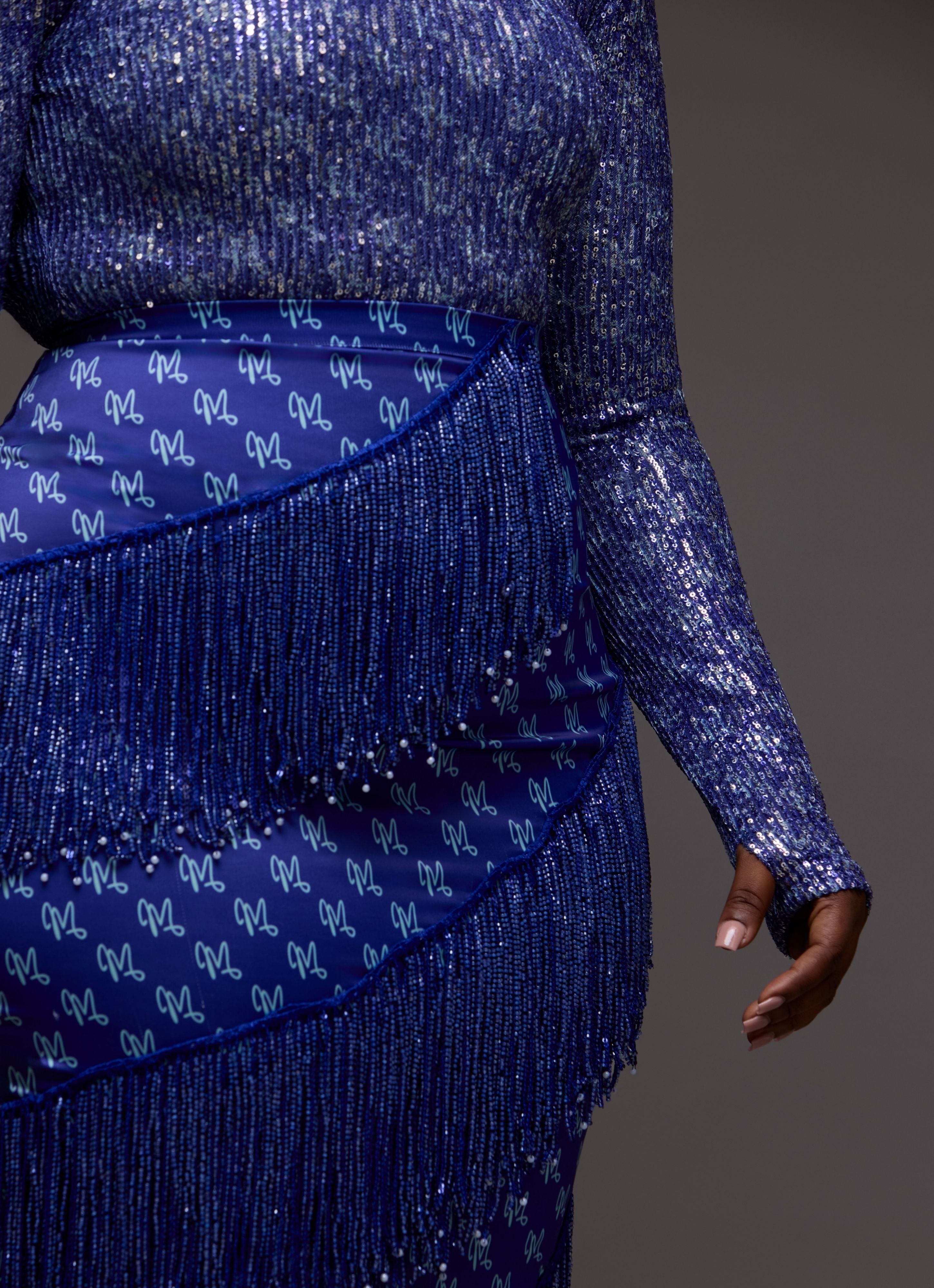 LUXE PRINT SEQUINS SET - BLUE