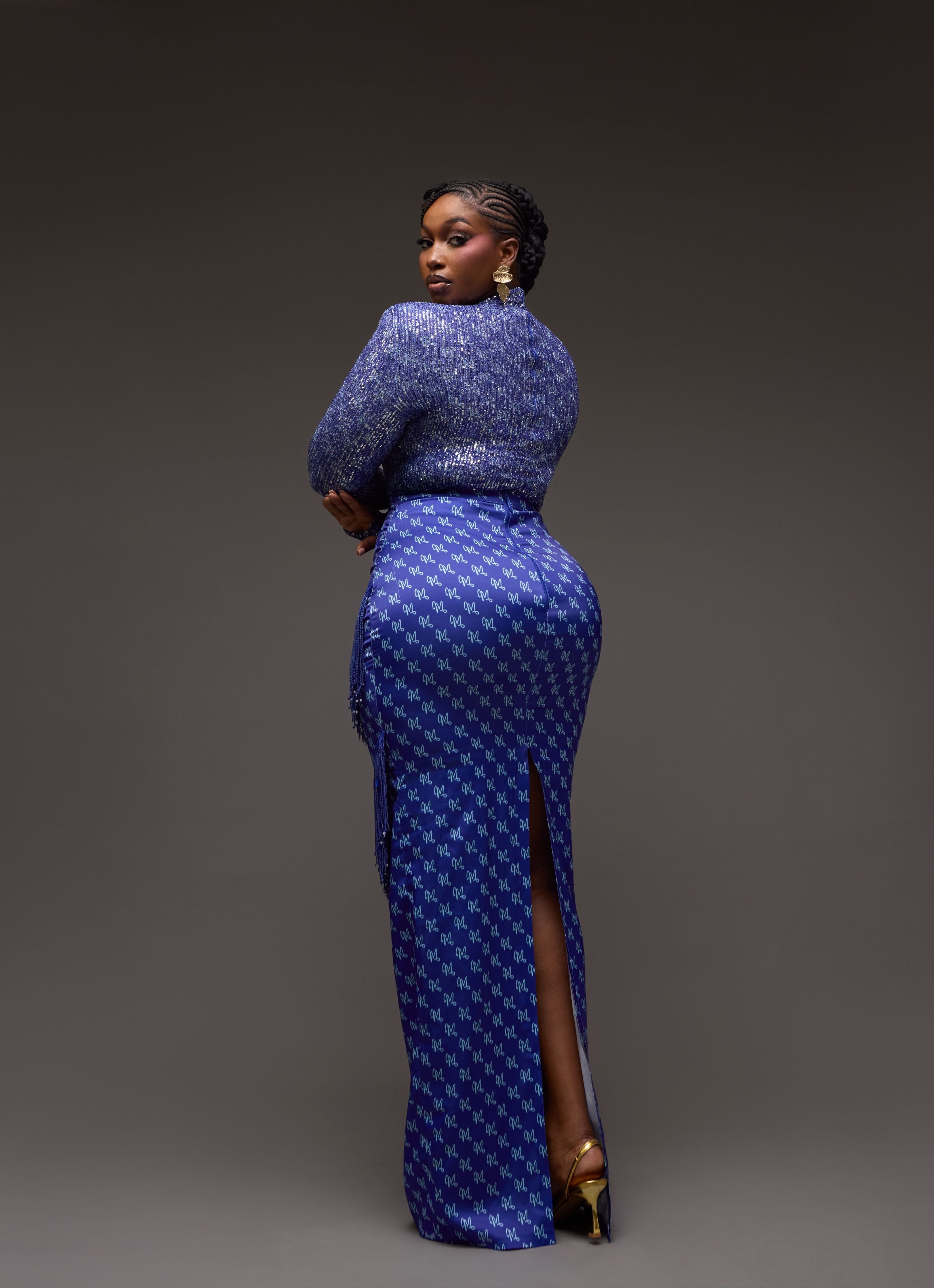 LUXE PRINT SEQUINS SET - BLUE