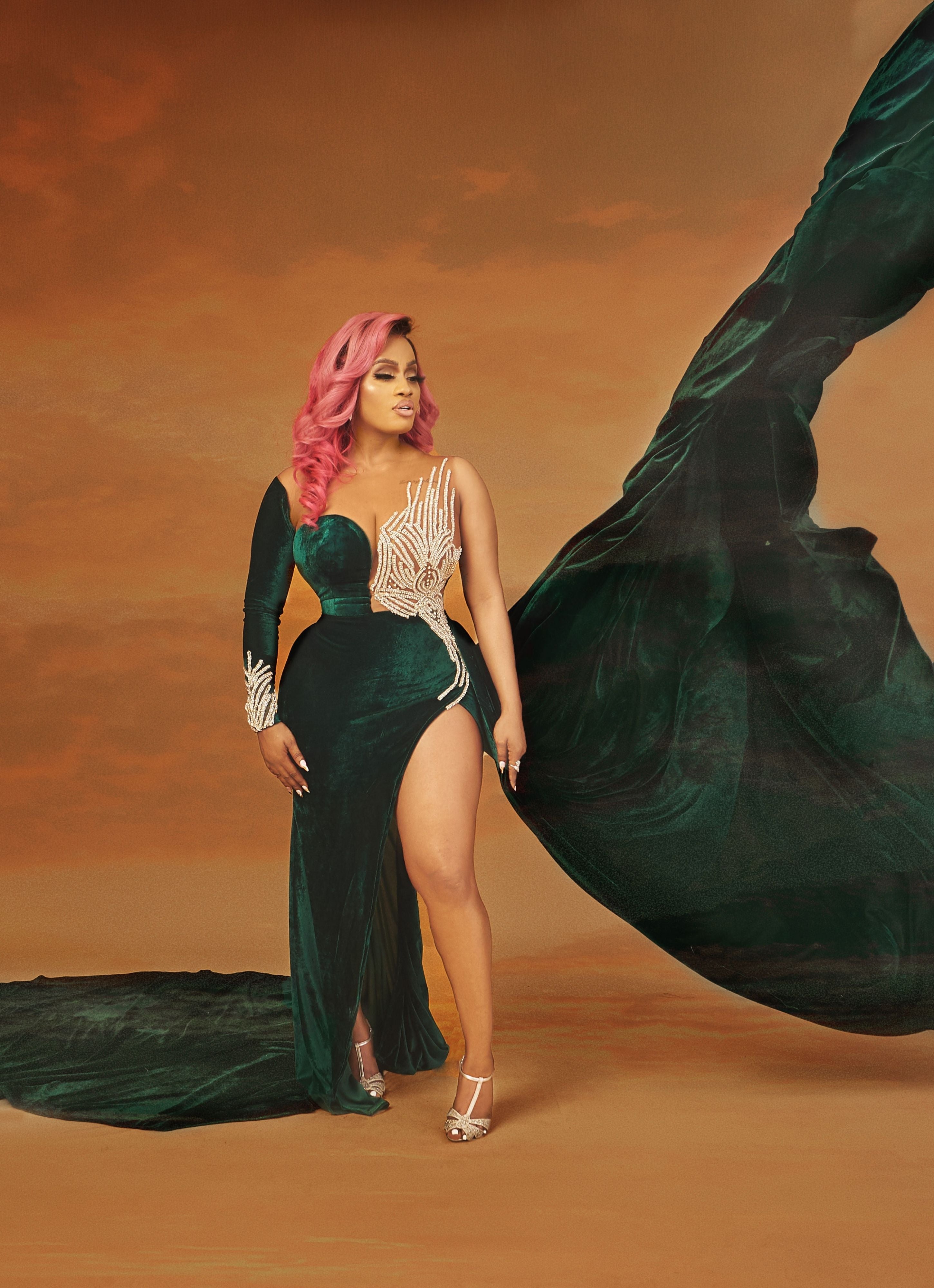 VELVET WITH SILVER BEADING DRESS