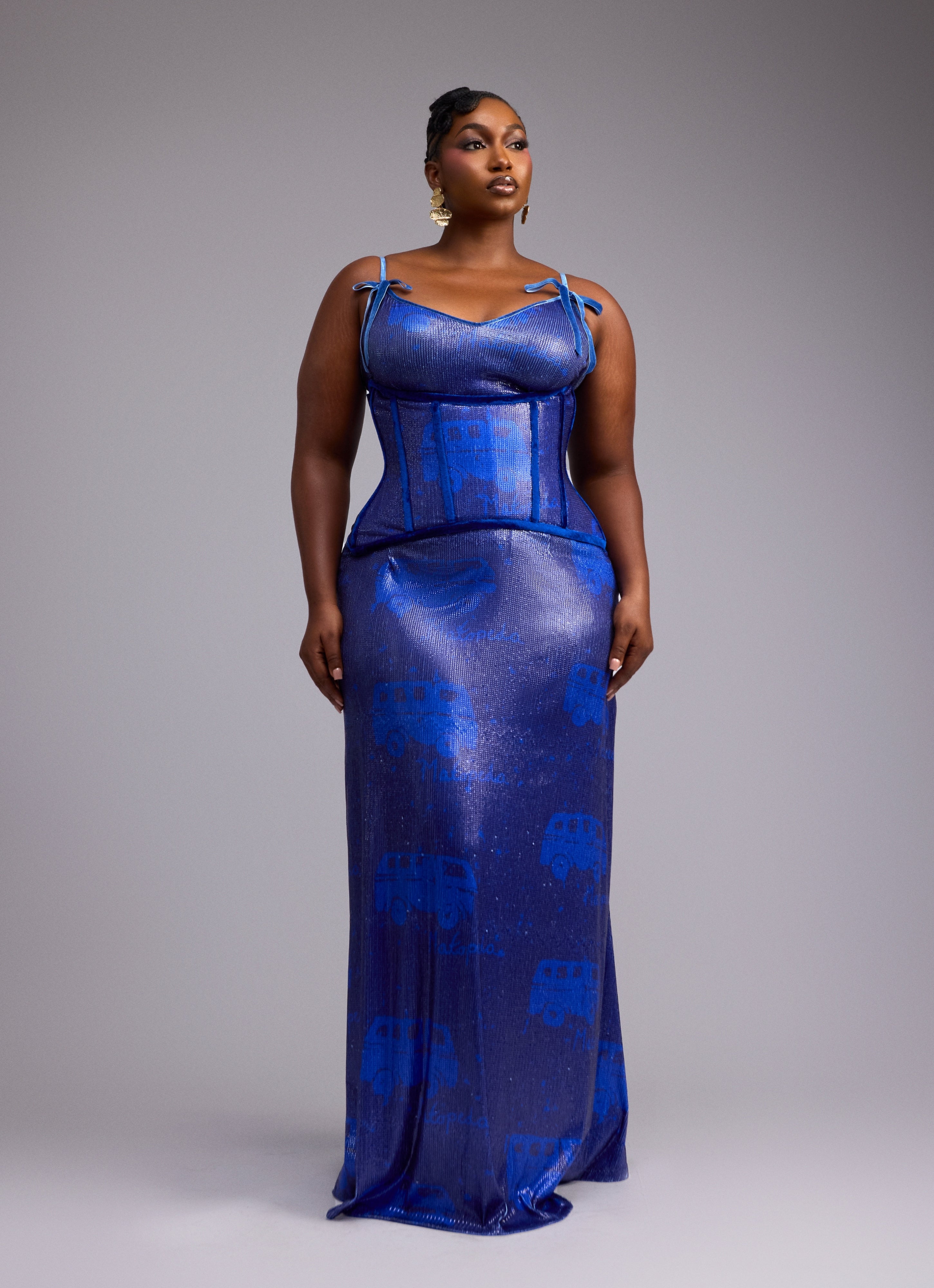 SEQUINS BUS PRINT CORSET