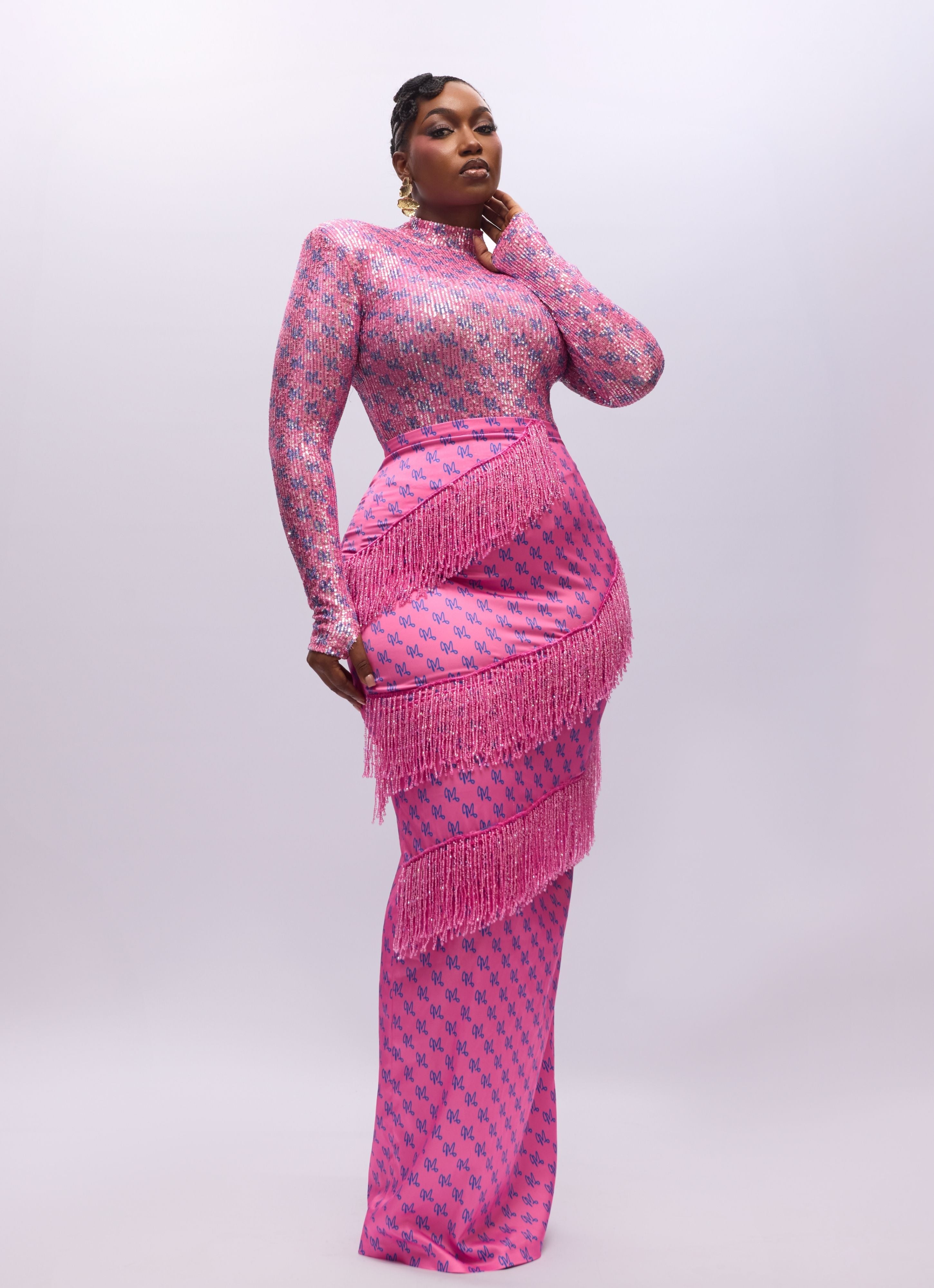 LUXE PRINT SEQUINS SET - PINK