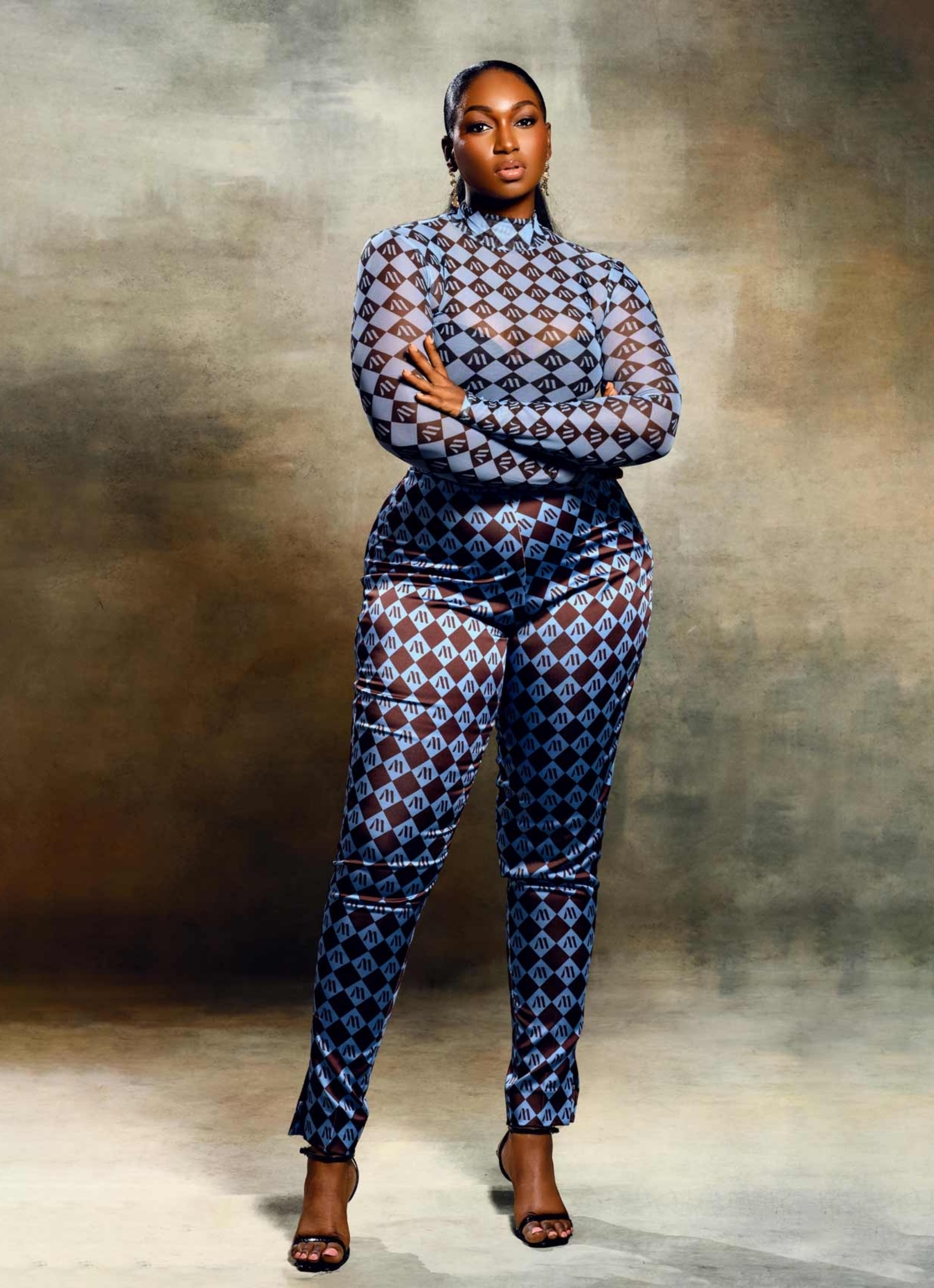 M PRINT MESH TOP - BLUE