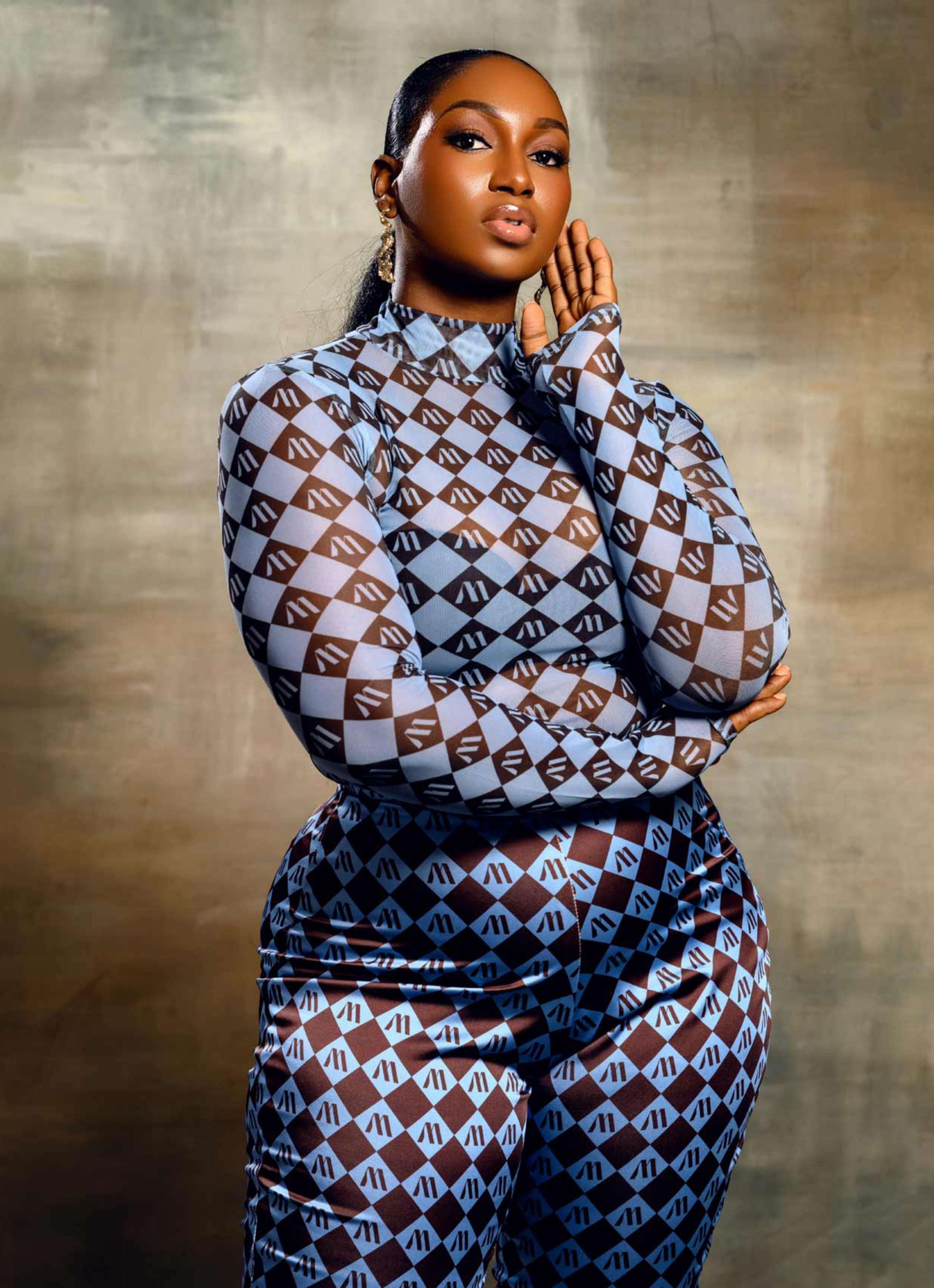 M PRINT MESH TOP - BLUE