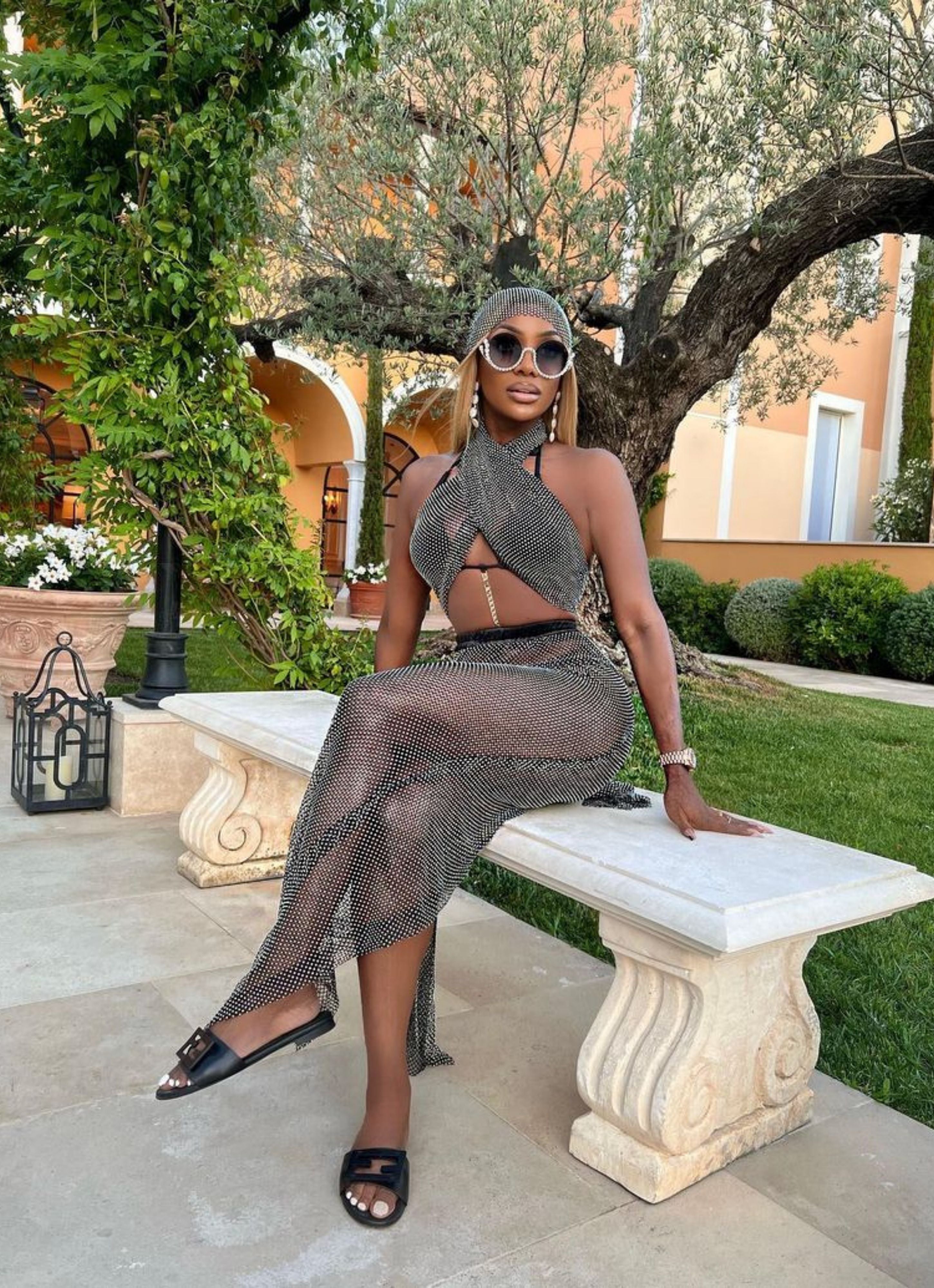 BLACK FLAME SKIRT WITH SCARF TIE TOP