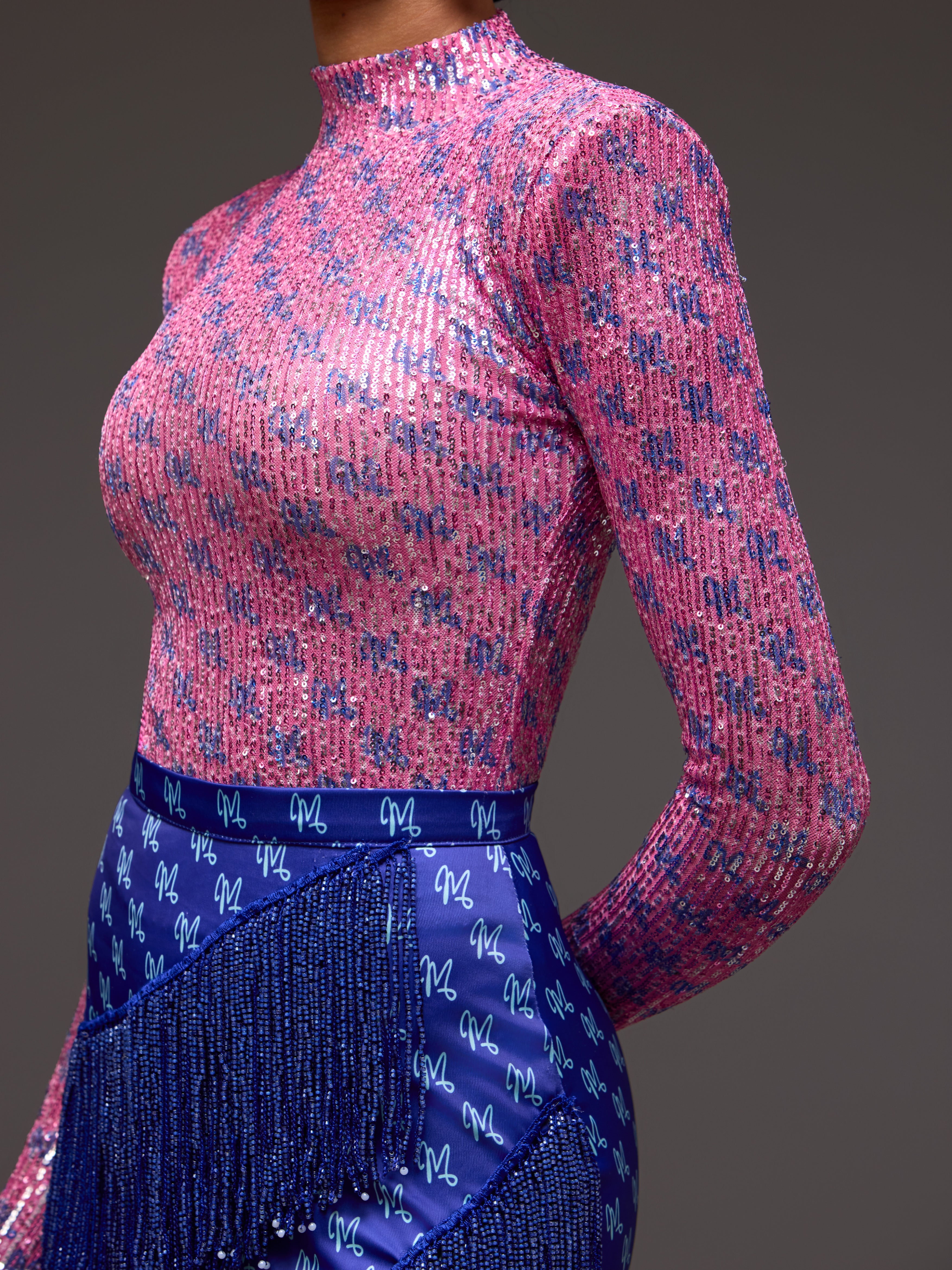 LUXE PRINT SEQUINS SET - PINK/BLUE