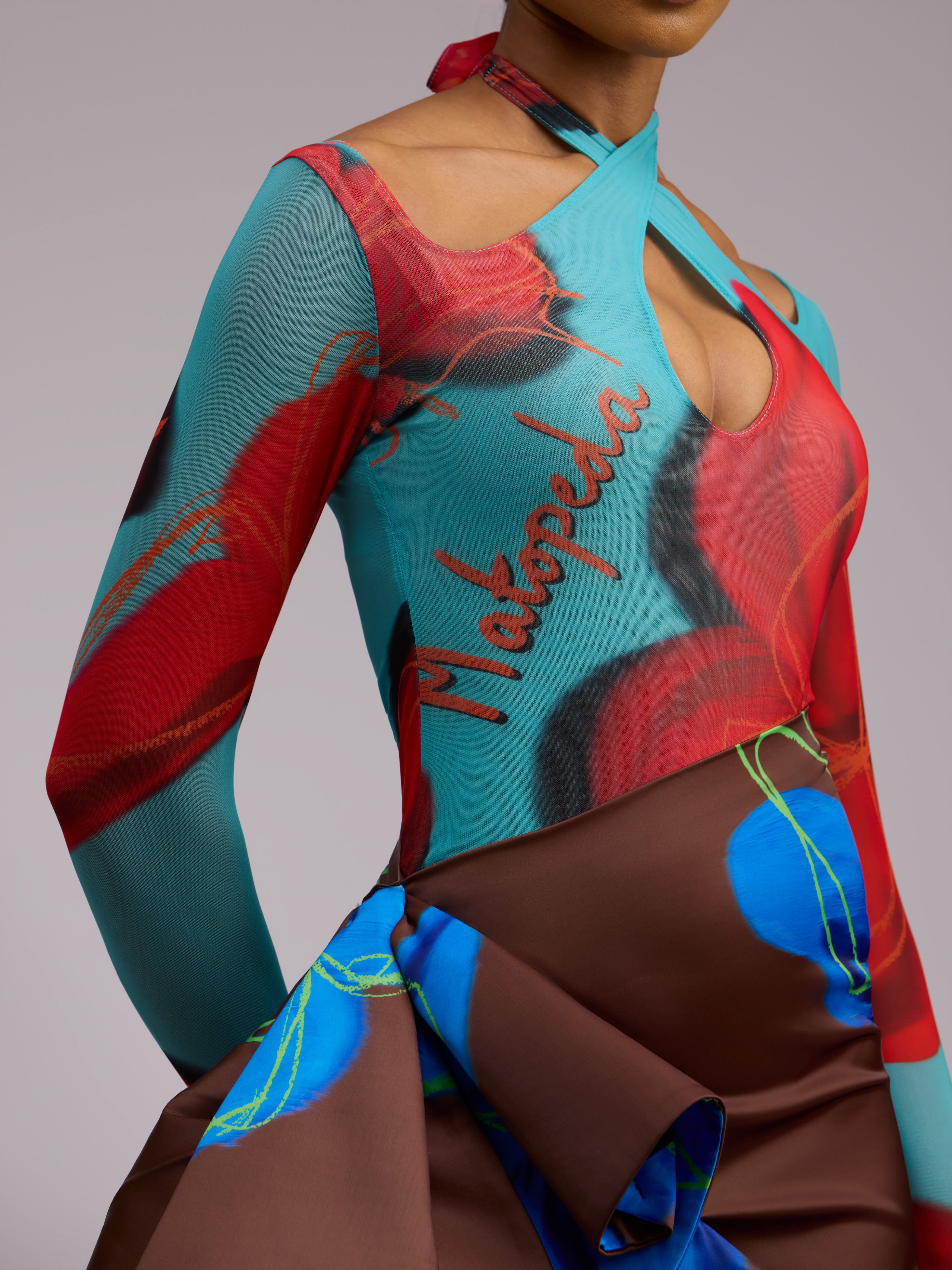 BUTTERFLY PRINT BODYSUIT -  BLUE-RED
