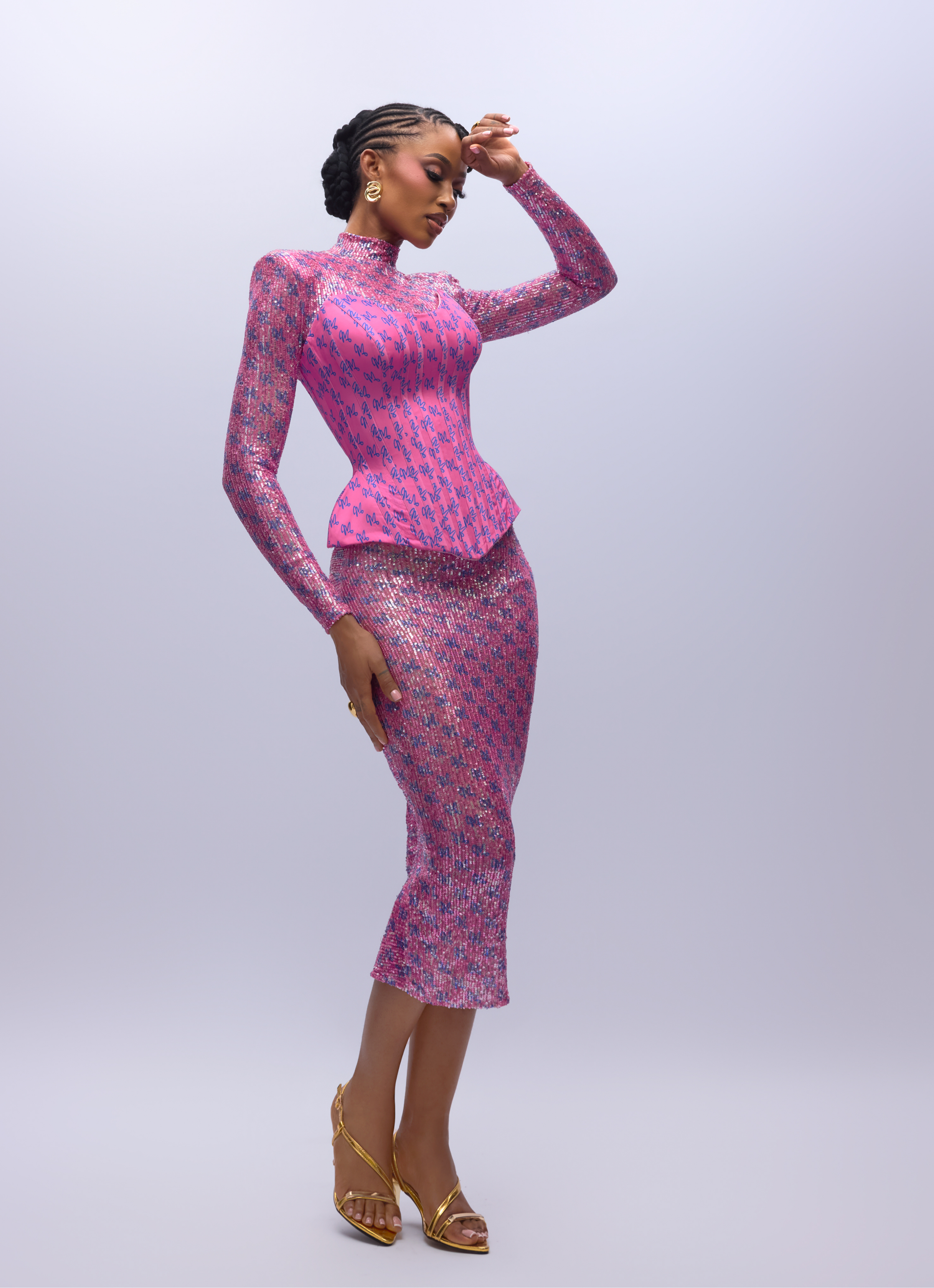 MATOPEDA LUXE PRINT MIDI DRESS - PINK MATOPEDA LUXE PRINT MIDI DRESS - PINK